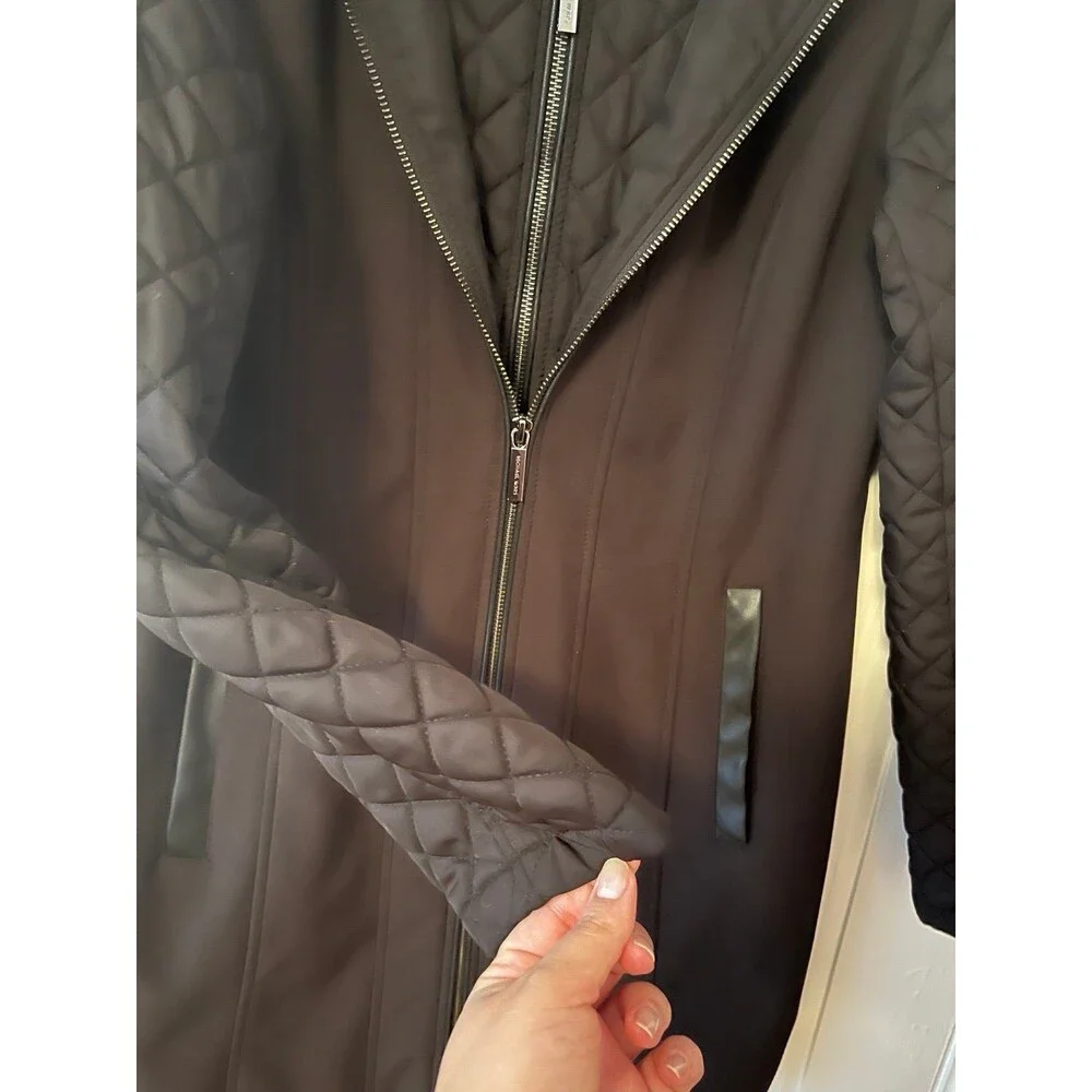 Michael Kors long coat jacket waterproof quilted sleeve hooded